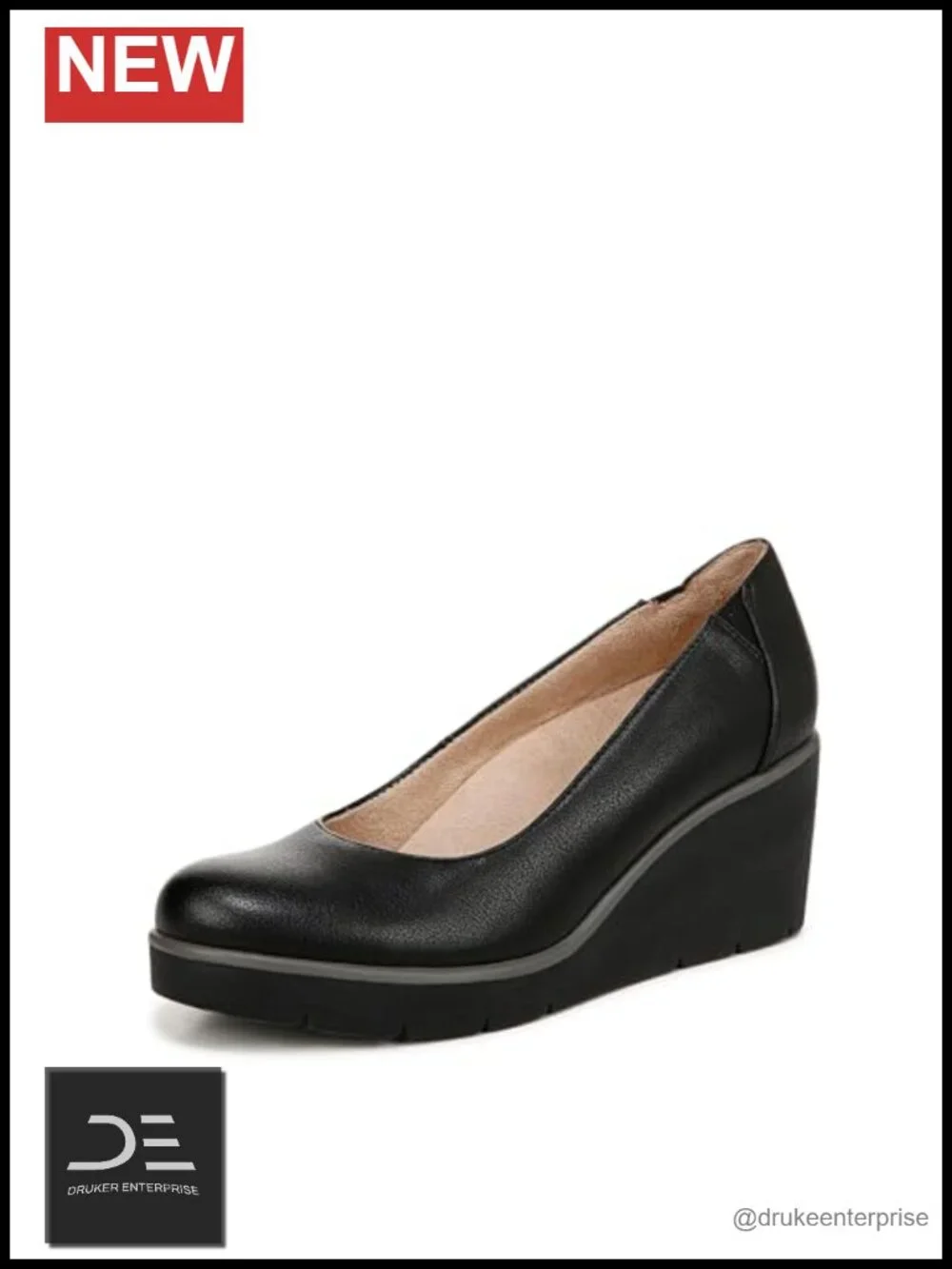 Women's Comfortable Faux Leather Wedge Heels with Arch Support